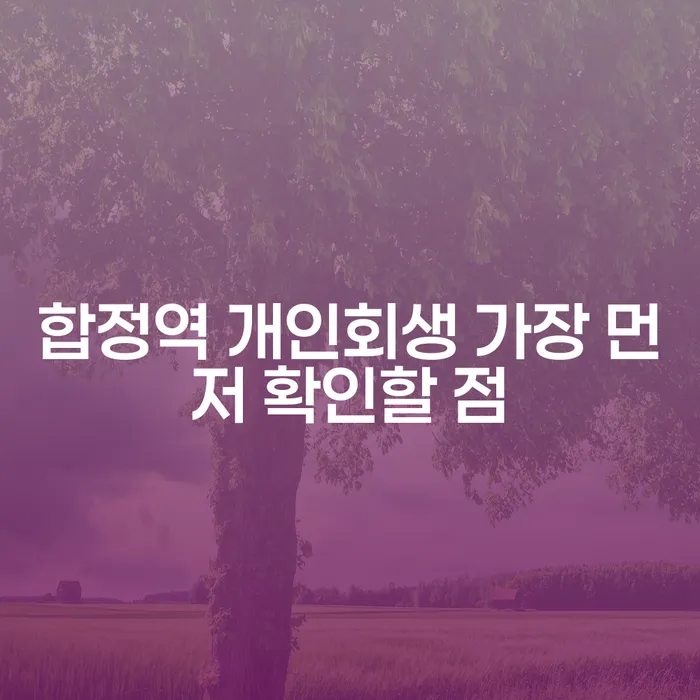 합정역 개인회생 가장 먼저 확인할 점